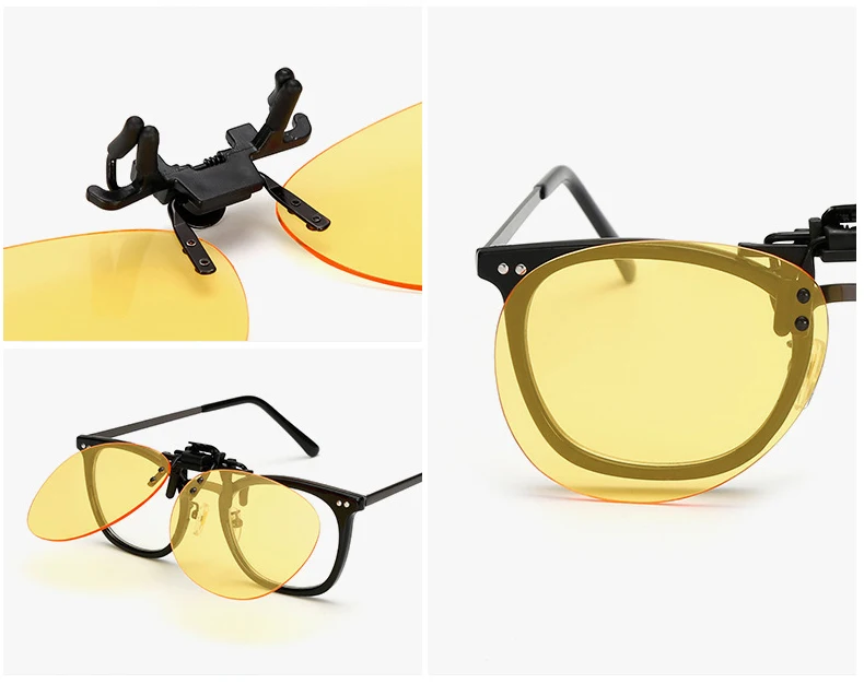 Fashion Men Clip on Polarized Night Fishing Driving Cycling Prescription Glasses with Yellow Polarizing Women Sunglasses