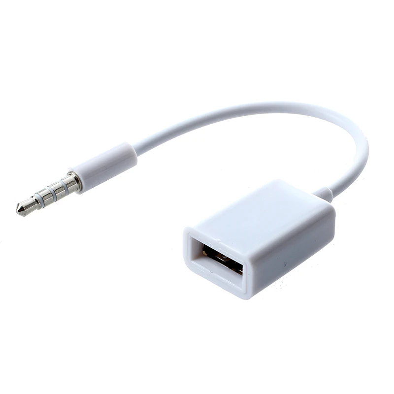 Автомобильный MP3 3 5 мм штекер AUX аудио разъем USB 2 0 Женский конвертер кабель Белый |