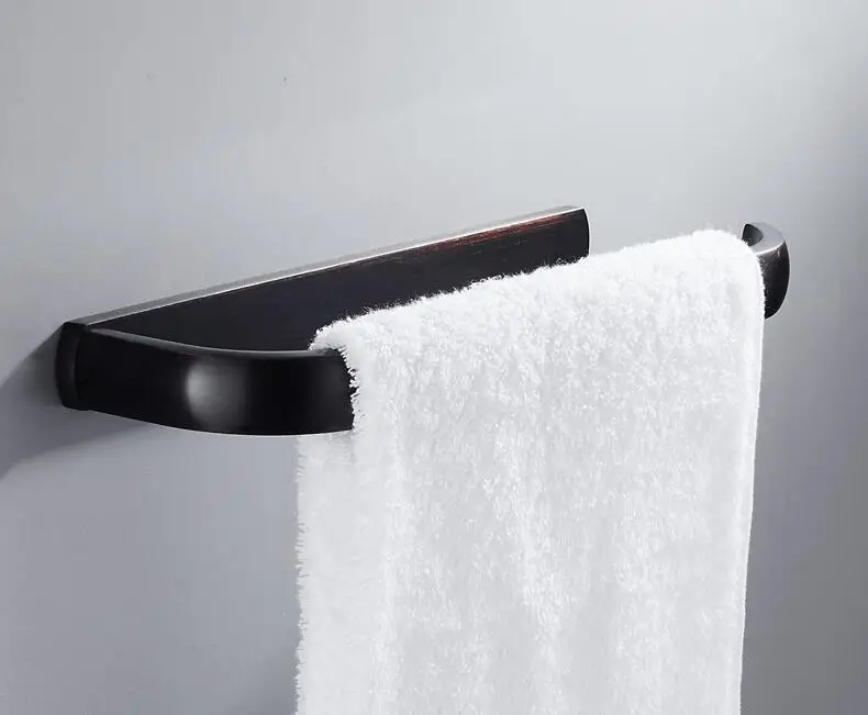 towel ring Набор аксессуаров для ванной комнаты, Черный Масляный матовый квадратный держатель для туалетной щетки, держатель для бумаги, держатель для полотенец, держатель для полотенец, набор аксессуаров для ванной комнаты - Цвет: towel ring