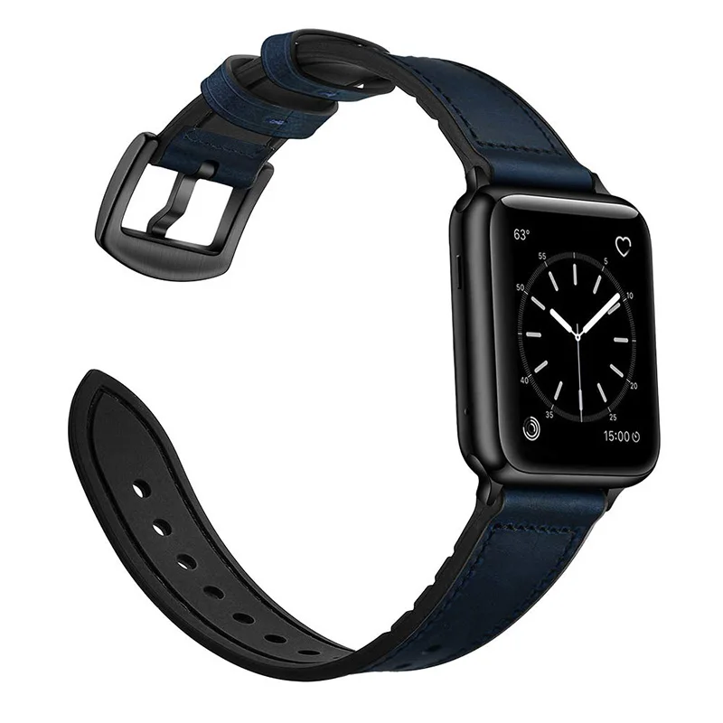 Силиконовые кожаные ремешки Crazy Horse для Apple Watch 38 мм 40 мм 42 мм 44 мм Мягкие резиновые Ремешки для наручных часов iwatch Series 5 4 3 2 1