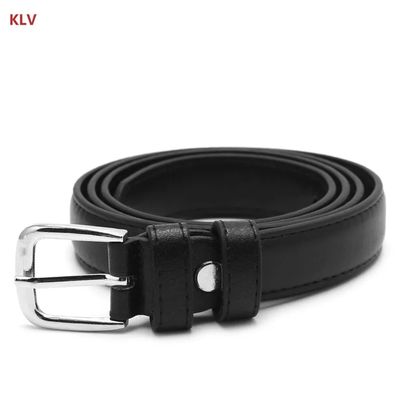 

KLV Fashion Female Antique Black Belt Metal Buckle Jeans Woman Faux Leather Belt