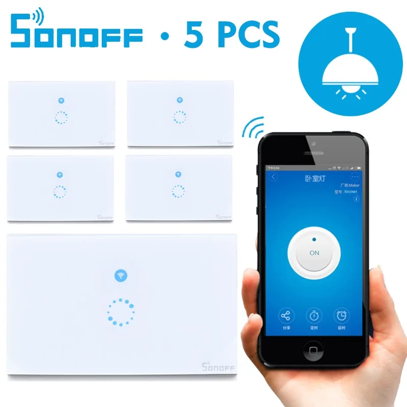 5 шт./лот ITEAD Sonoff сенсорный настенный Wifi переключатель Роскошная стеклянная