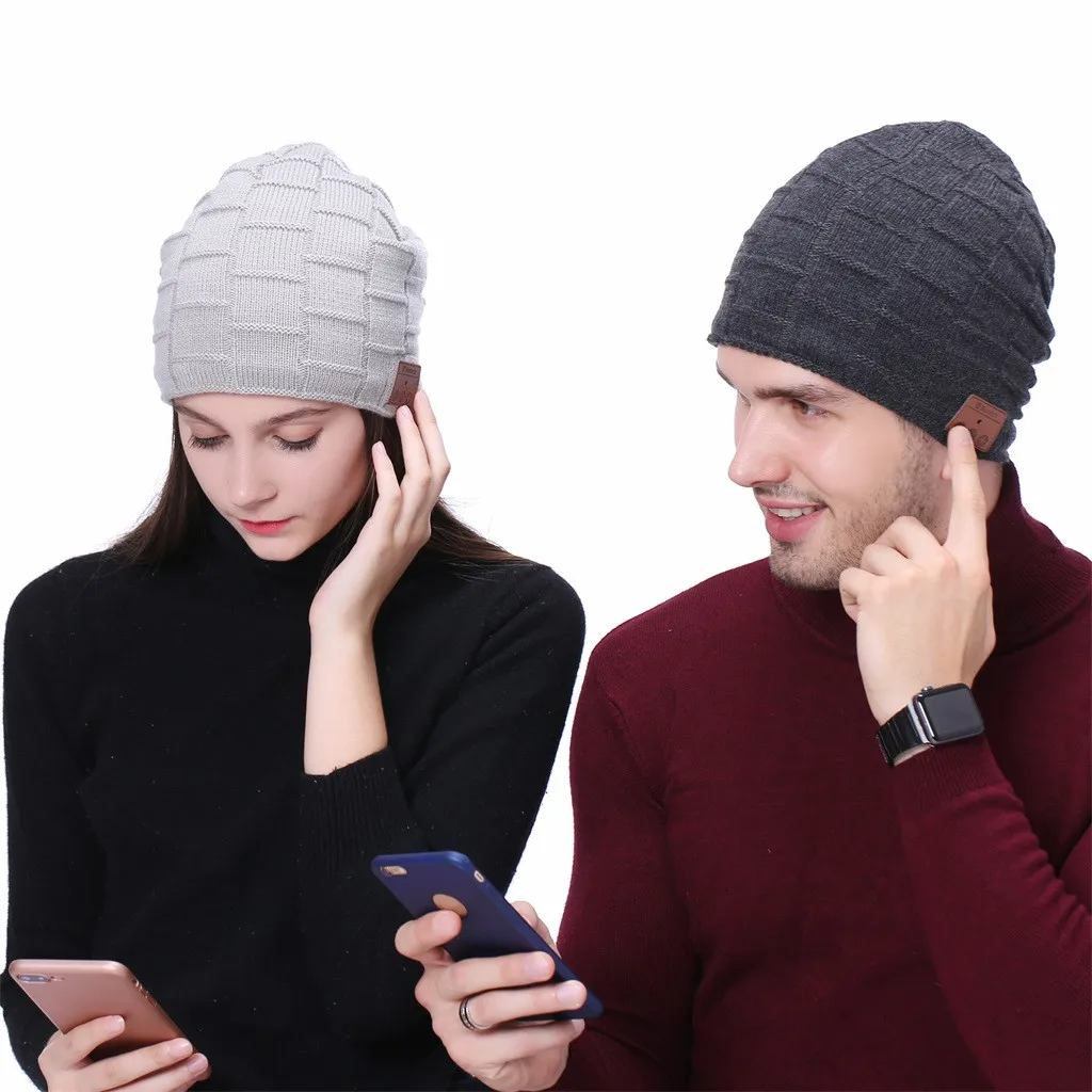 Стильная Шапка бини беспроводные Bluetooth наушники умная гарнитура с микрофоном