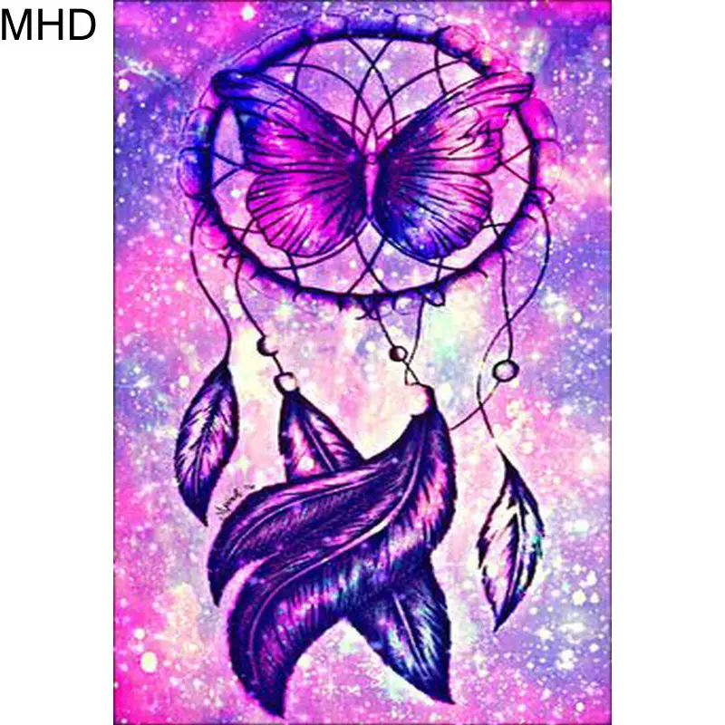 MHD полный квадрат DIY 5D алмазная картина Ловец снов бабочка значок Алмазная