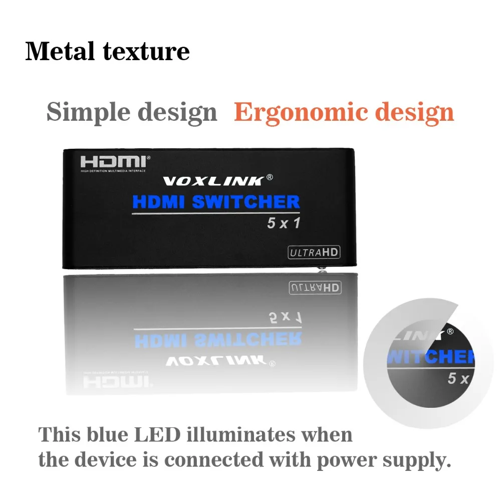 Voxlink UHD 1080 P 5x1 Переключатель HDMI 5 Порты и разъёмы hdmi2.0 Switcher конвертер коробки с