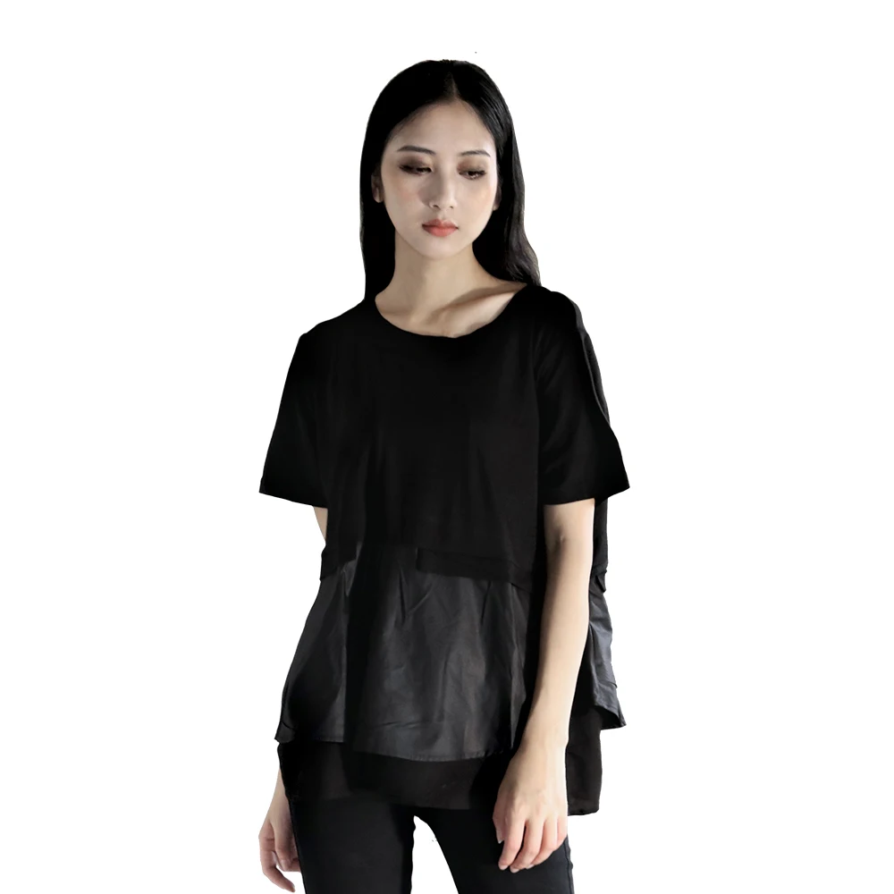 

2018 Summer New Casual Loose Large Size Doll Shirt Double Hem Wrinkle Cotton And Linen T-shirt Short-sleeved Shirt Women