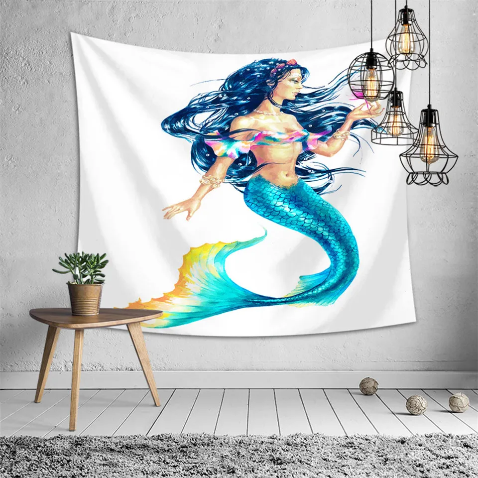 SOFTBATFY Русалка гобелен фон с имитацией изголовья стены Висячие покрывала
