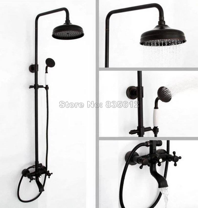 Черная масляная прорезиненная бронзовая насадка для душа 8 дюймов Набор