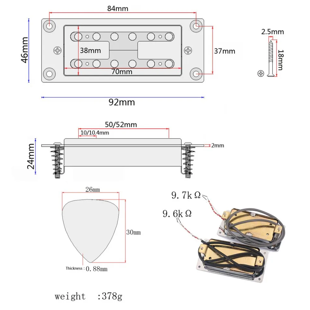 Silver Humbucker Pickup Adjustable Pole Piece w/ Screw for LP Guitar Parts | Спорт и развлечения