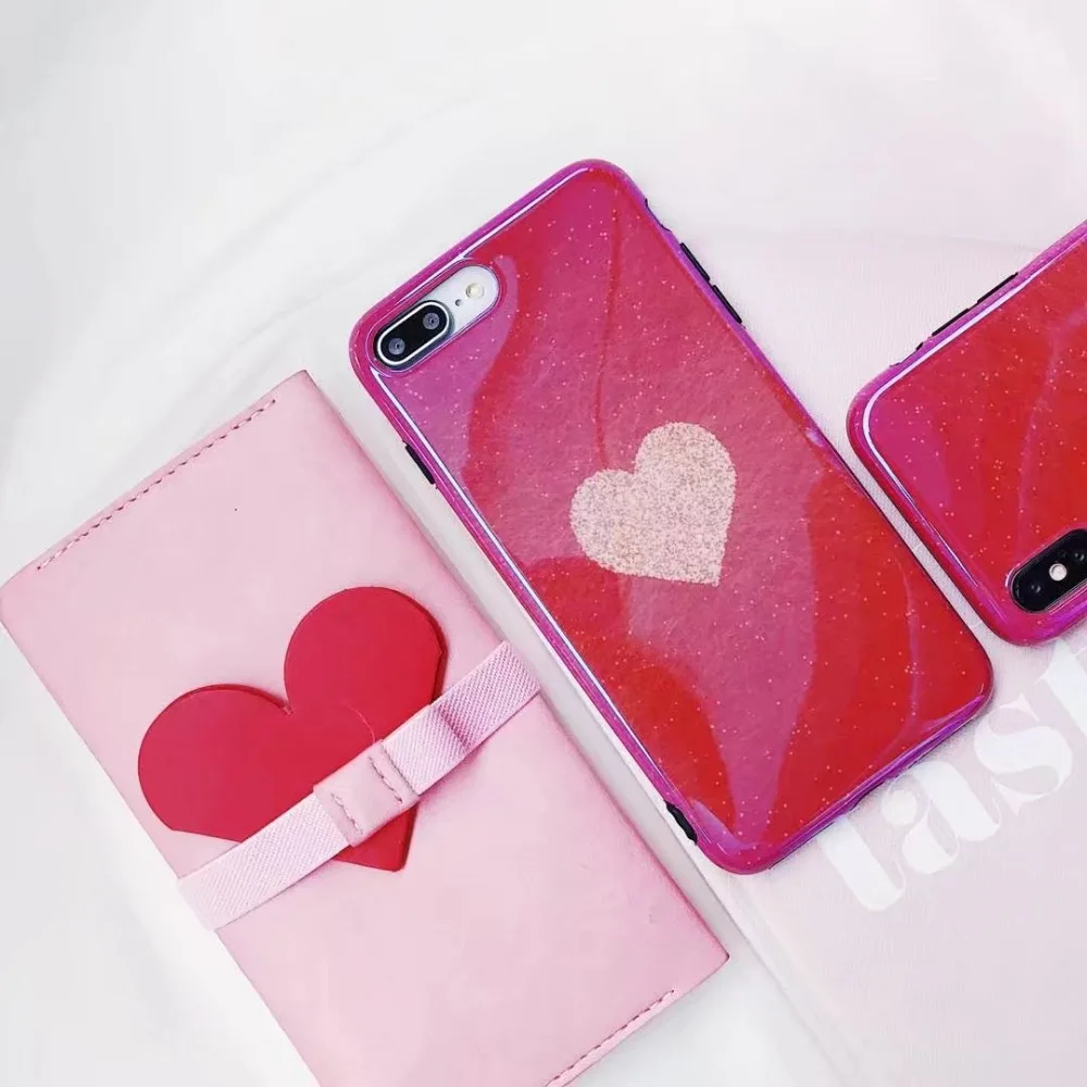 ORYKSZ For iphone x Case Love Heart Patterned Mirror Phone 6S 6 7 8 Plus Cover 3D Vintage Coque Capa Shell |