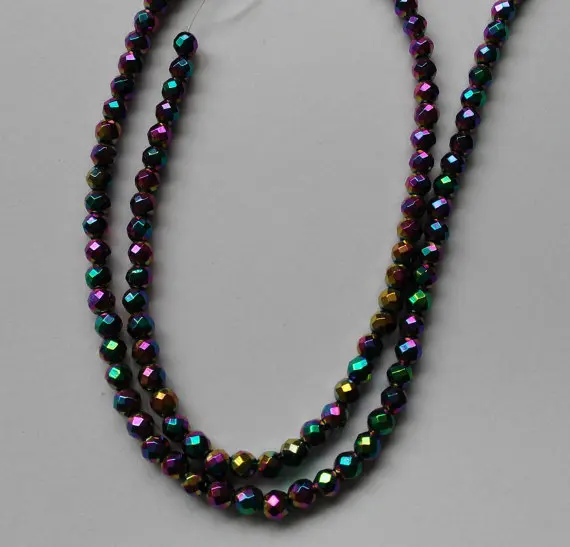 

5strands 2 3 4 6 8mm Hematite gem Raw Titanium plated ,round ball faceted silver,gold,gunmetal,purple,brozne mixed loose bead