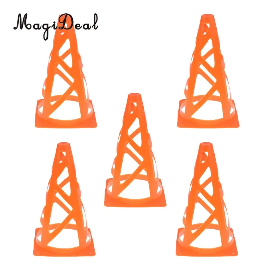 MagiDeal 5 шт. 9' PE спортивный тренировочный дорожный конус для футбола, баскетбола желтый - Цвет: Orange