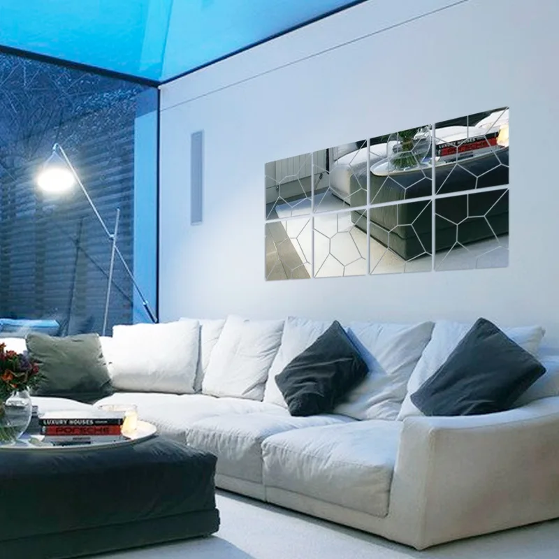 Акриловые зеркальные декоративные настенные наклейки с геометрическим рисунком