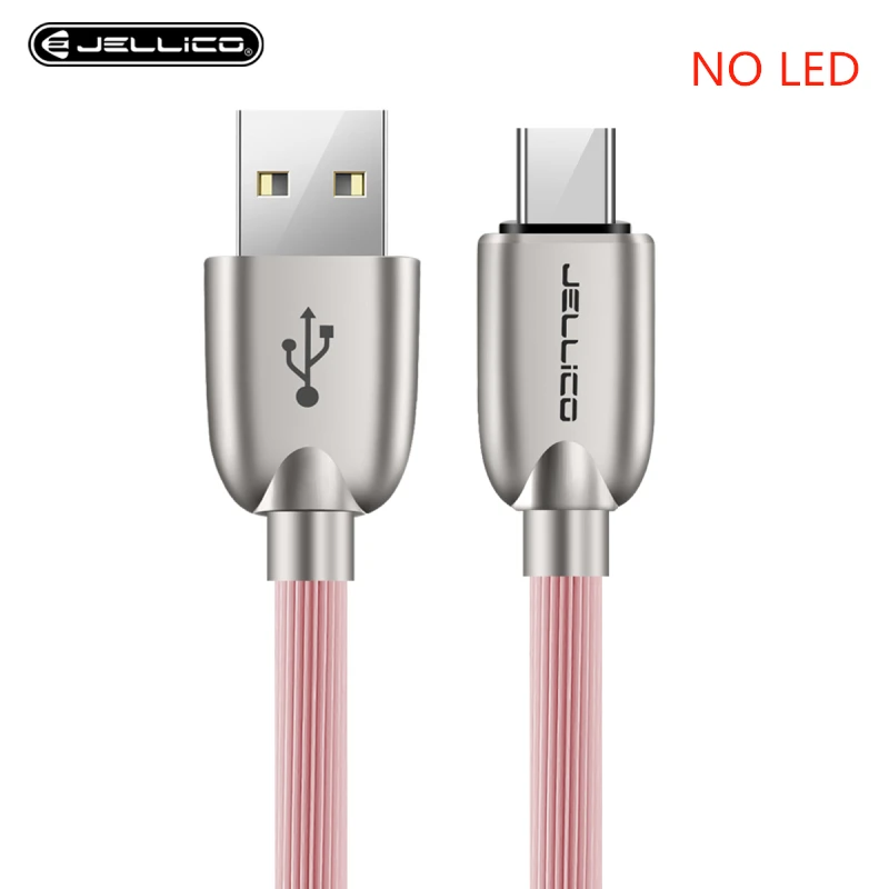 Jellico светодиодный usb-кабель типа C для samsung Galaxy S9 USB C кабель type-C кабель для быстрой зарядки для huawei Xiaomi Mi6 шнур - Цвет: Pink (NO LED)