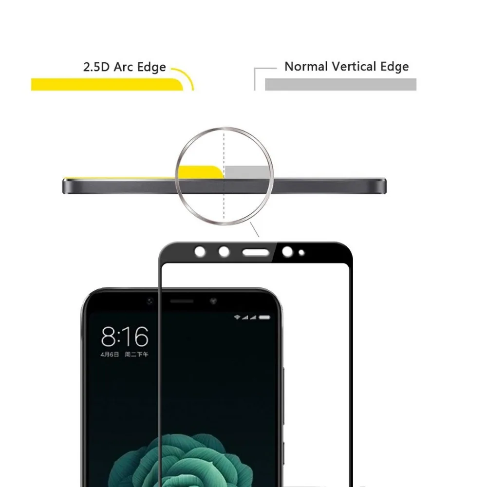 Протектор экрана для Xiaomi Redmi 5 Plus стекло 6 Pro Полное покрытие Белое и черное 5A 6A