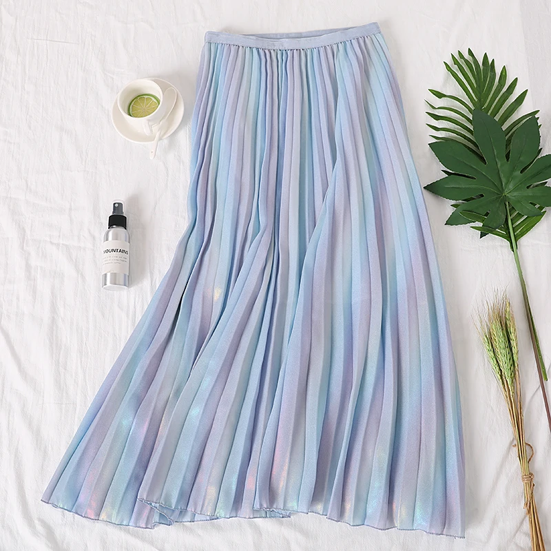 Женская плиссированная юбка летняя с высокой талией | одежда
