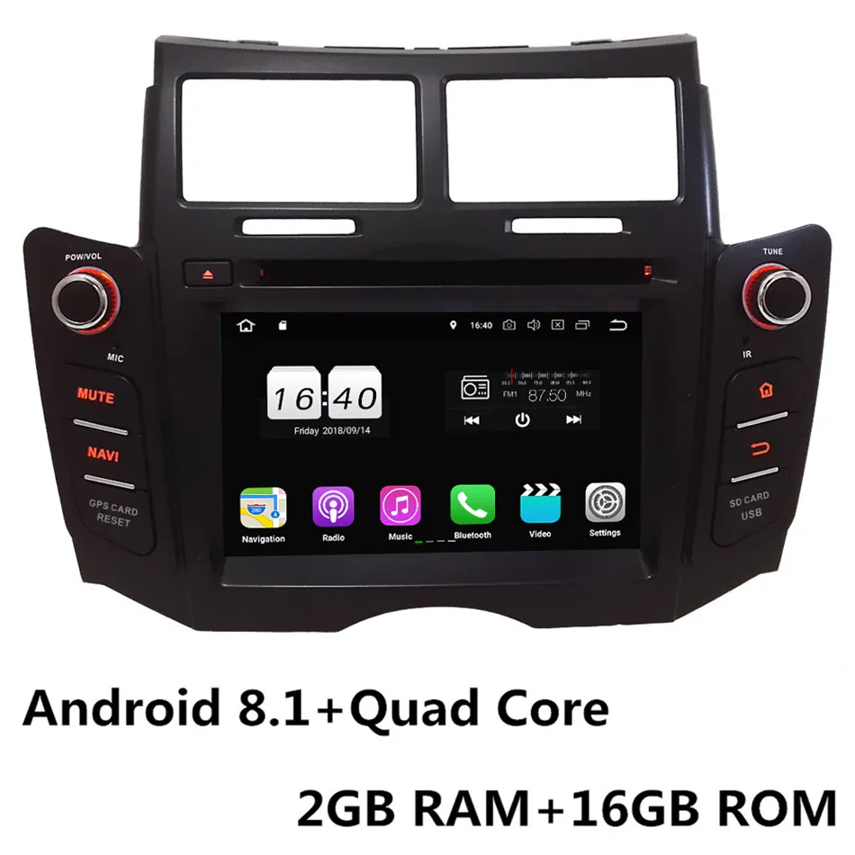 Android 8.1 x 4Core Восьмиядерный 4G Android 8,1 4 Гб ram 64 Гб rom RDS автомобильный DVD мультимедийный плеер радио головное устройство gps ГЛОНАСС для Toyota Yaris 2005-2013 - Цвет: Android 8.1 x 4Core