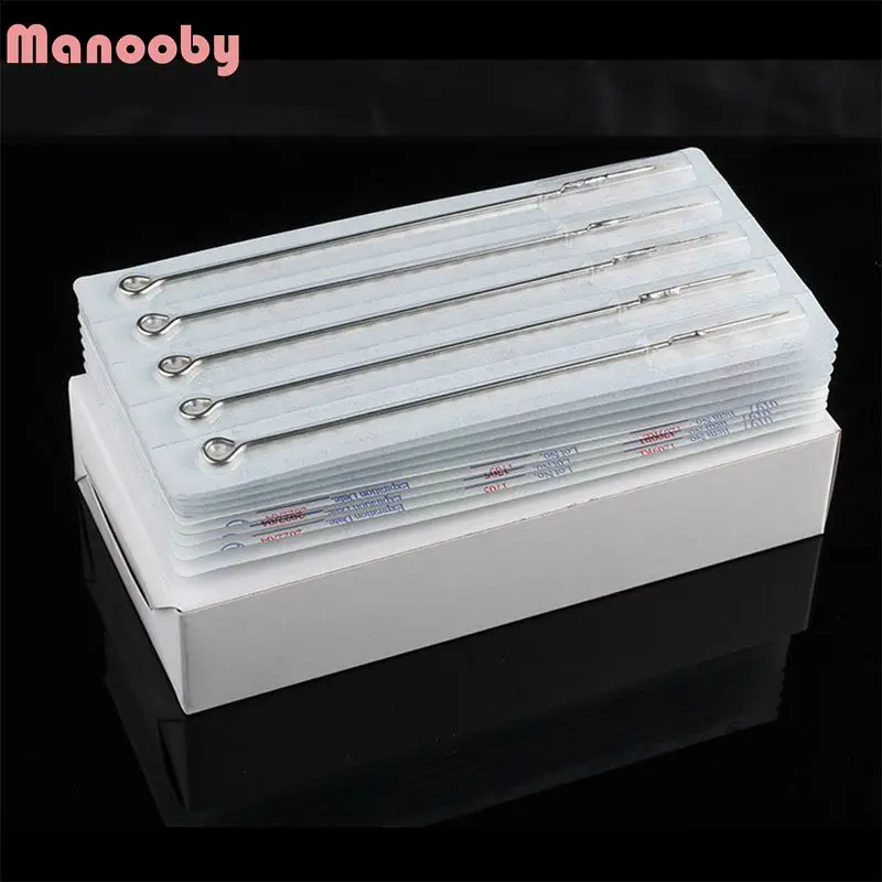 Manooby 50 шт. боди-арт иглы для татуировки стерилизованные из нержавеющей стали