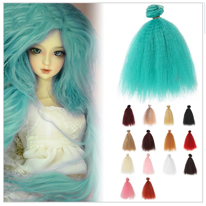 Accesorios para mu&ntilde;ecas DIY, peluca de pelo rizado de fibra sint&eacute;tica SD BJD, 15CM, 8 unids/lote, 1/4-0