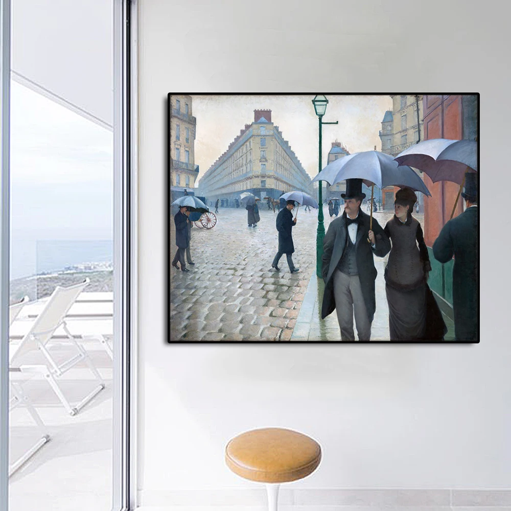 City in Rain Famous Oil Painting Wall Art Poster Print Canvas Calligraphy Decor Picture for Living Room Home | Дом и сад
