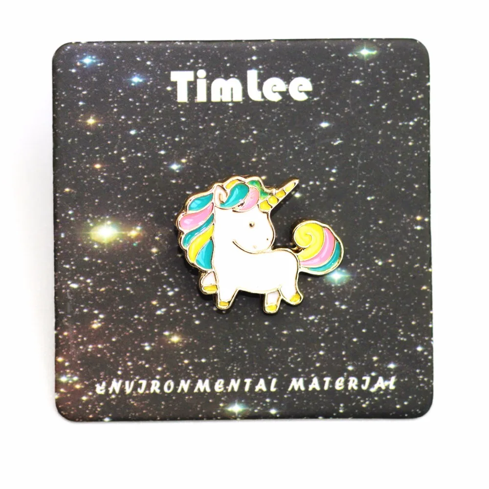 Timlee X147 мультфильм Милая Радужная лошадка Единорог дизайн металлическая брошь