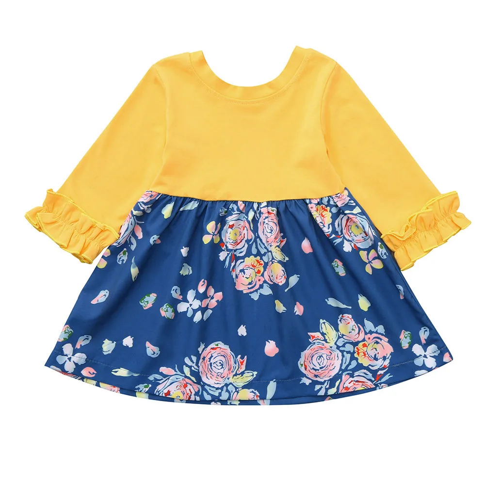 MUQGEW Girls Dress Toddler Baby Clothes Long Sleeve Floral Printing Outfit Dresses Children Clothing Dropshipping | Детская одежда и