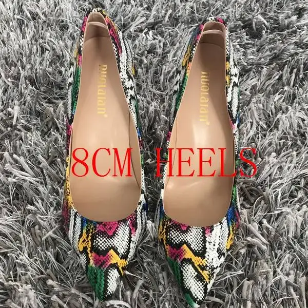 CSWALL8cm Новинка года; сезон весна-осень; женские туфли-лодочки со змеиным узором; Разноцветные Женские пикантные свадебные туфли на высоком каблуке; женские вечерние свадебные туфли-лодочки - Цвет: CSWALL8cm
