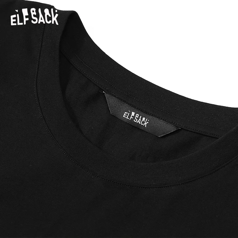 Женское повседневное платье из хлопка ELF SACK, черные уличные женские платья А-силуэта с круглым вырезом и принтом букв для отдыха летом