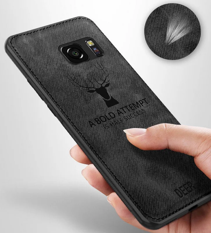 Тканевый чехол для samsung Galaxy S10 S10e e S9 S8 A7 A9 J4 J6 A6 A8 плюс Note 9 8 S7 край Холст Кожа Мягкий силиконовый чехол-накладка олень