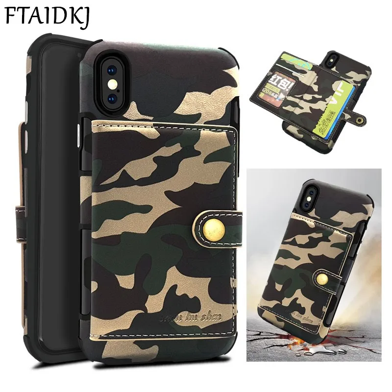FTAIDKJ камуфляжный чехол из искусственной кожи для iPhone XS Max XR X камуфляжная задняя