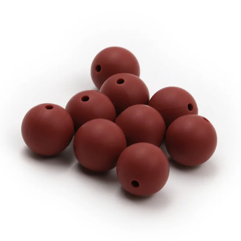

JOJOCHEW 100pcs 9mm-19mm Maroon New Silicone Baby Teething Beads BPA Free Round Cuentas de silicona Jewelry Making