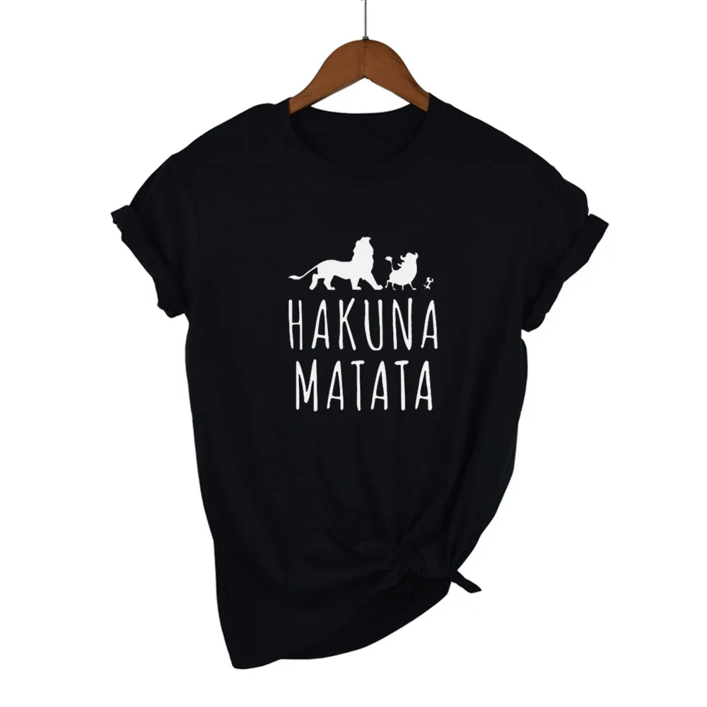Hakuna Matata футболка с буквенным принтом Homme Летняя женская футболка с коротким рукавом размера плюс Женский Повседневный Топ из хлопка