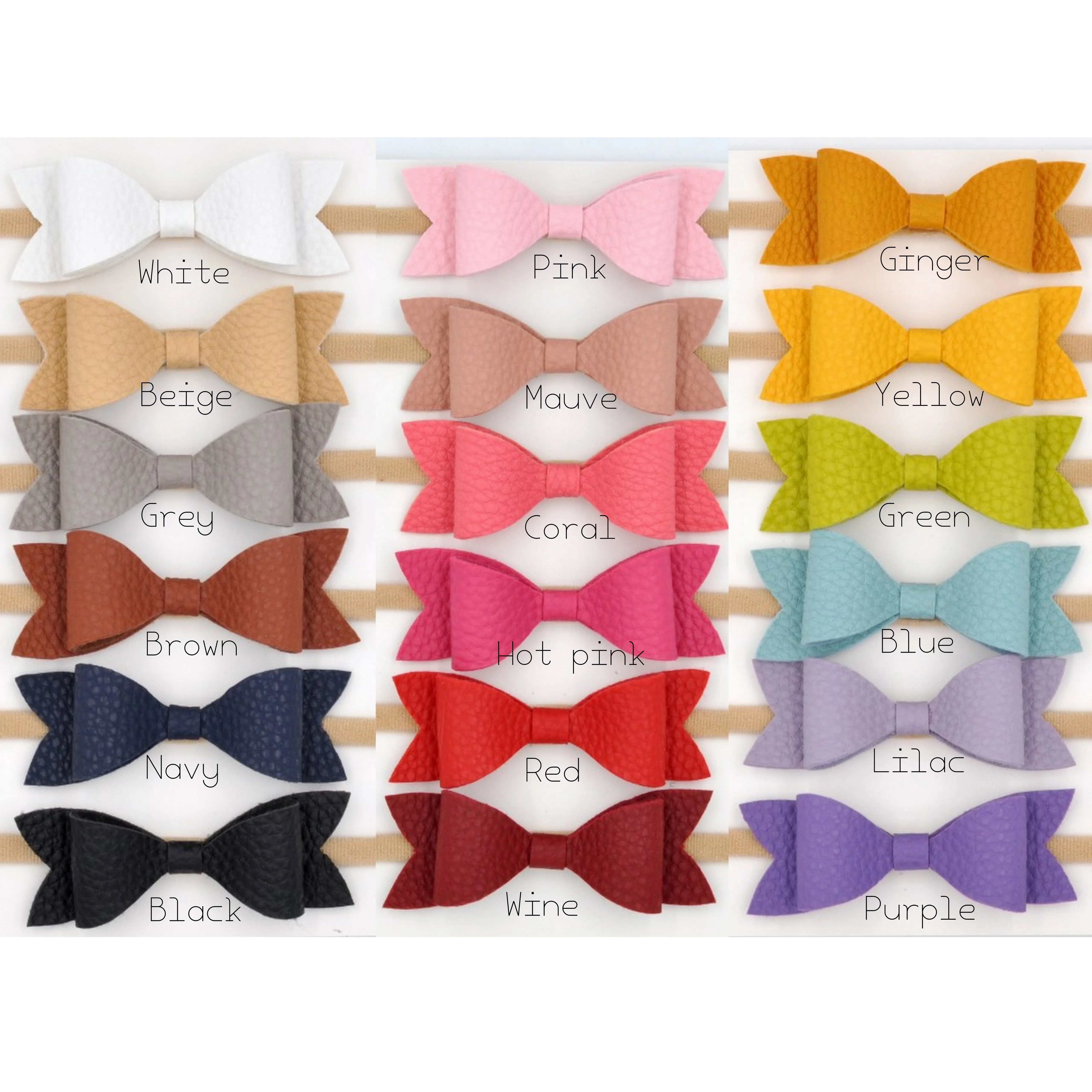 36pcs/lot 3inch Faux Leather Bow Headband Elastic Nylon Hair Band For Girls Baby Accessories | Детская одежда и обувь