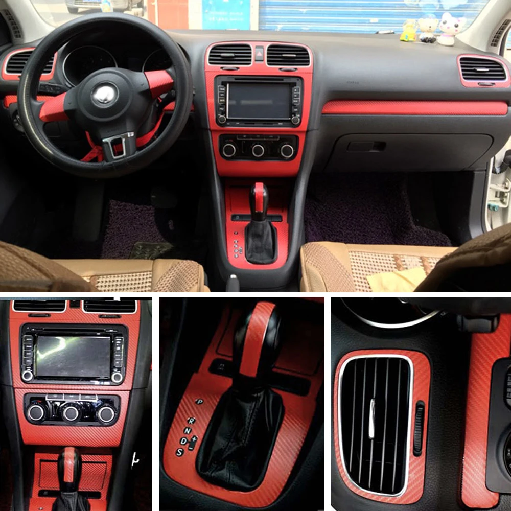 

Car-Styling 5D Carbon Fiber Car Interior Center Console Color Change Molding Sticker Decals For Volkswagen VW Golf 6 GTI MK6 R20