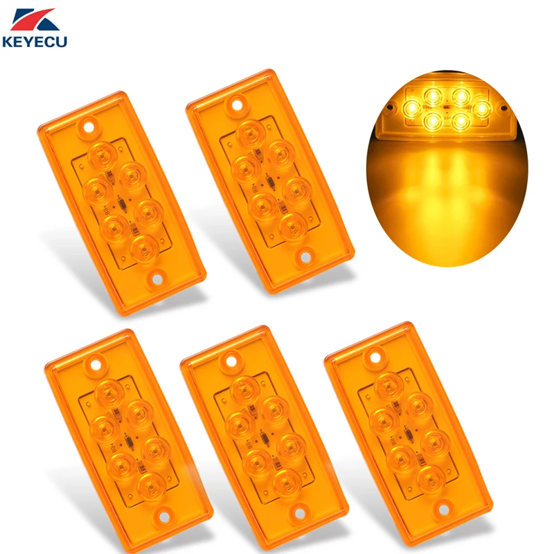 KEYECU 5x12 V Прямоугольник Янтарный 6 LED крыша кабины верхнего зазора сигнала поворота