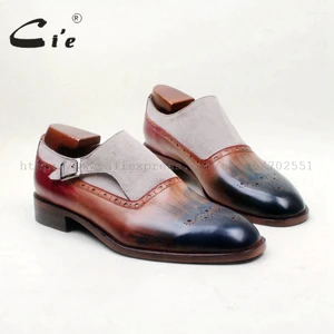 Монах ручной работы cie, с круглым носком, подошва из серой замши, коричневой патины и синей телячьей кожи MS154