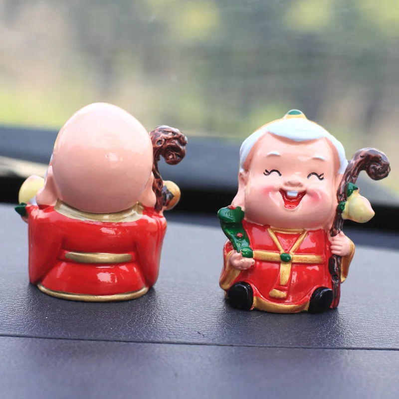 PINNY Cute Old Man Decoration Vinyl Figurines God Of Wealth Statuette Figures Car Accessories Longevity Ornaments Home | Дом и сад