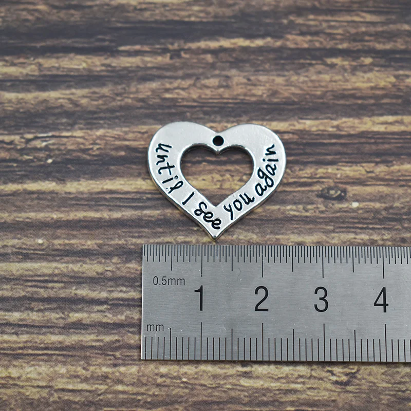 20PCS New Silver until i see you again Dangle Charm Jewelry Hand Stamped Alloy Heart Metal | Украшения и аксессуары