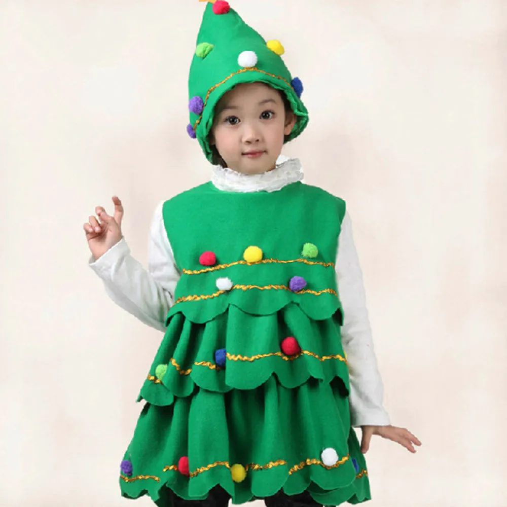 baby girl boys clothes Children Winter Xmas Clothing Set Toddler Kids Christmas Tree Costume Dress Tops Party Vest+Hat Outfits | Детская