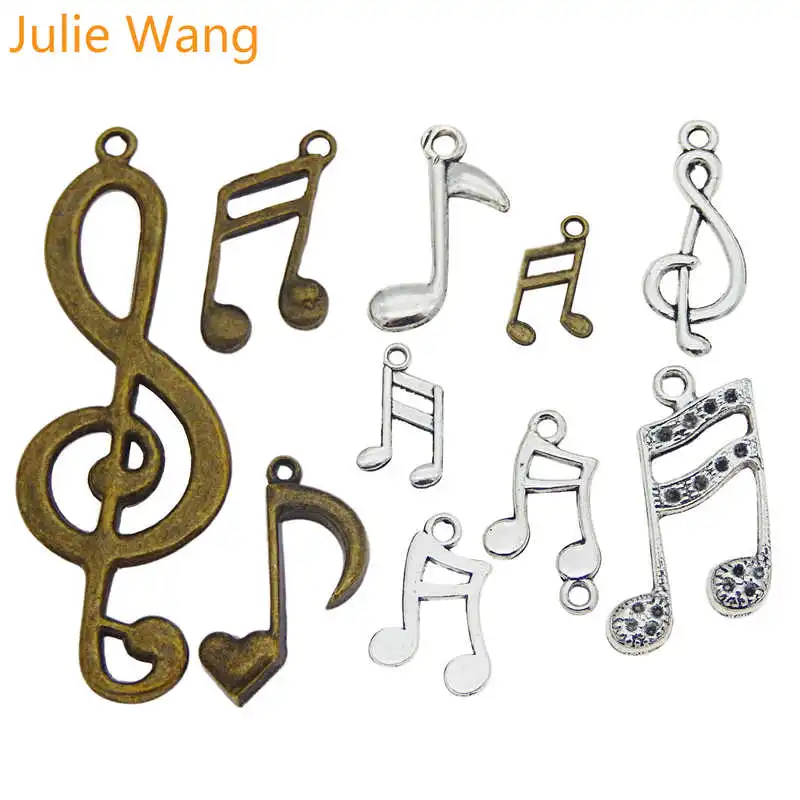 Julie Wang 10 шт. смешанные музыкальные ноты подвески из Сплава Антикварные цвета