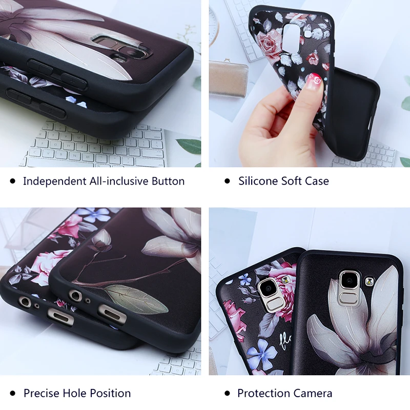 NROEYOUE For iPhone 7 8 Plus Case Black Luxury Cover 3D Relief Colorful Retro Floral X 5 5S 6 6S SE Matte Cases | Мобильные телефоны