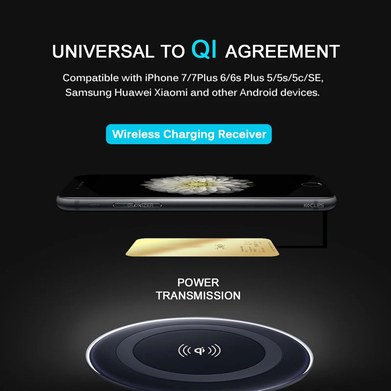 Qi беспроводной зарядный приемник для iPhone 7 6s Plus 5S Micro usb type C универсальное Быстрое беспроводное зарядное устройство для samsung huawei Xiaomi