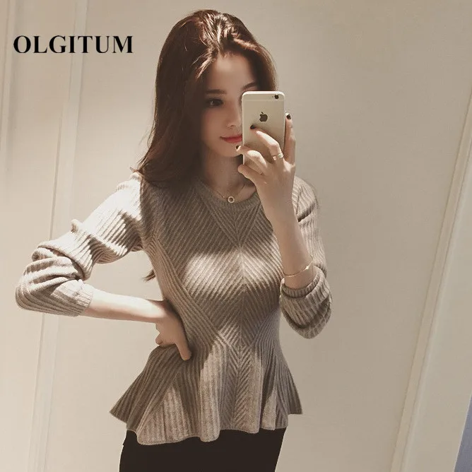 Winter Women Knitted sweater Pullovers autumn female long Sleeve Sweater Jumper top 2019 Solid | Женская одежда