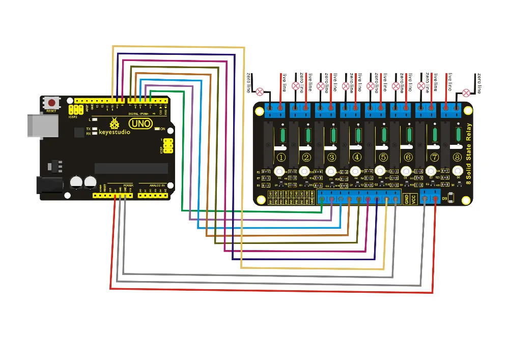 Keyestudio Восьмиканальный твердотельный релейный модуль для arduino