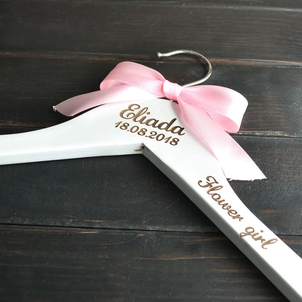 

Custom Flower Girl Hangers, Personalized Kids Hanger, Children's Custom Hangers with Ribbon, Custom Kids Bridal Wedding Hangers