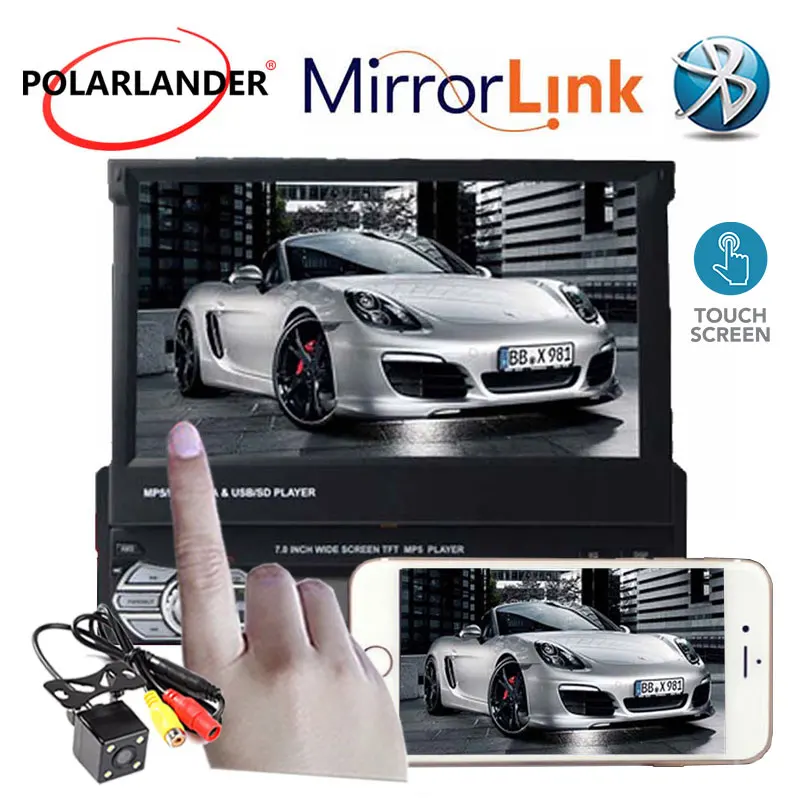$57.99 Touch Screen 12V Car Stereo Bluetooth FM Radio MP5 Audio radio cassette player USB/TF 1 DIN Autoradio 7 inch Mirror Link