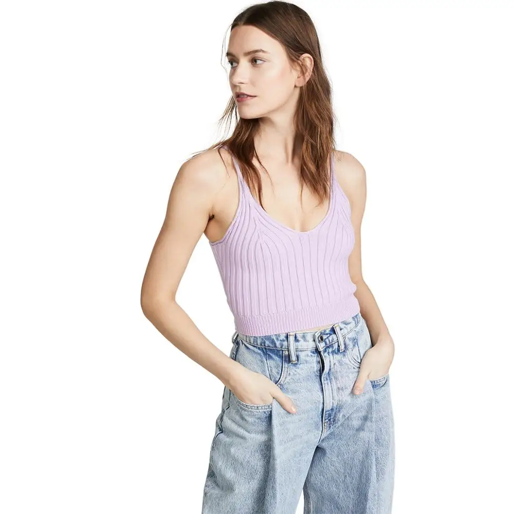 Милые Лавандовые сексуальные топы на бретельках трикотажные фиолетовые майки