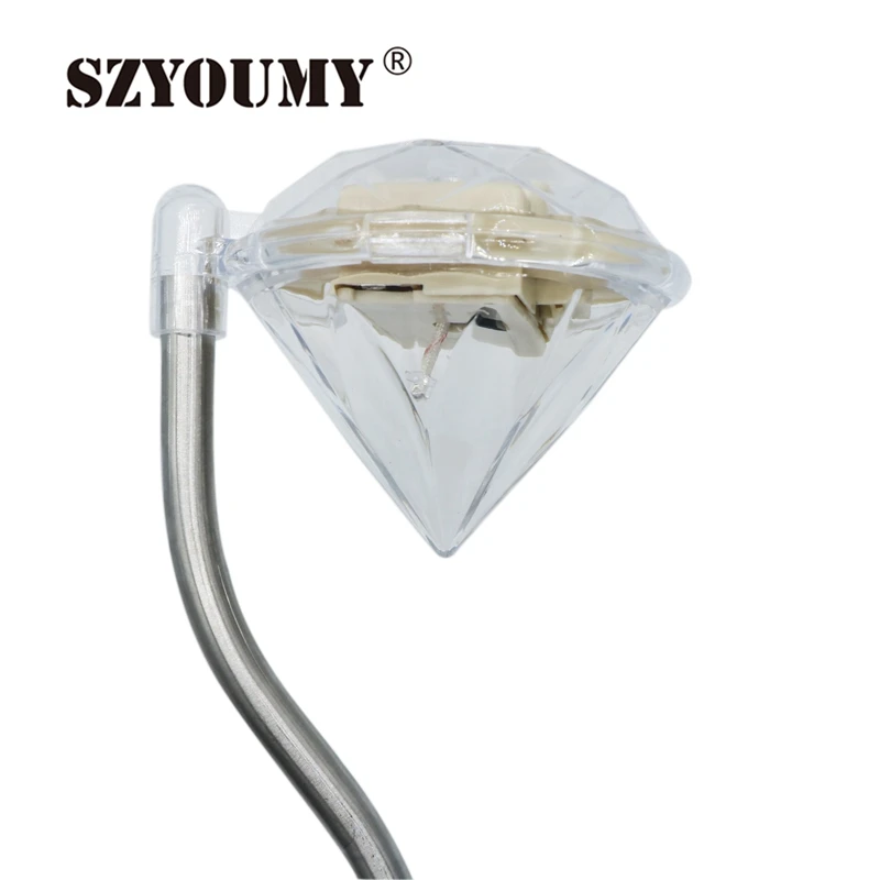 저렴한 SZYOUMY LED 태양 빛 야외 다이아몬드 모양 정원 램프 울타리 태양 램프 LED 빛 통로 풍경 지상 마운트 램프