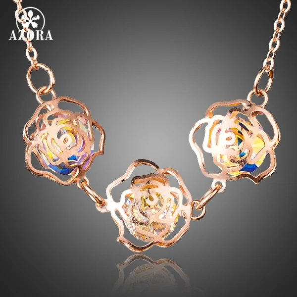 AZORA колье с подвеской в виде цветка из розового золота 3 шт.|flower pendant necklace|necklace