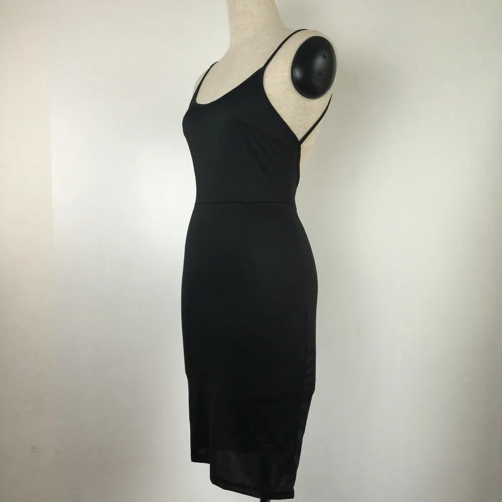 Европа и США женские новые летние однотонные с тонкими лямками Платье без